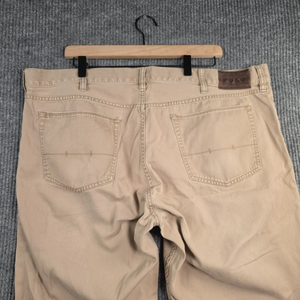 Polo Ralph Lauren Straight 650 Pants Mens 42x32 Khaki Tan Cotton Denim Style Y2K